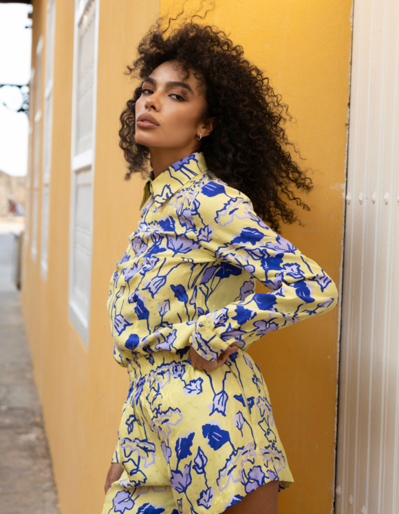 french riviera silk set shirt shorts set